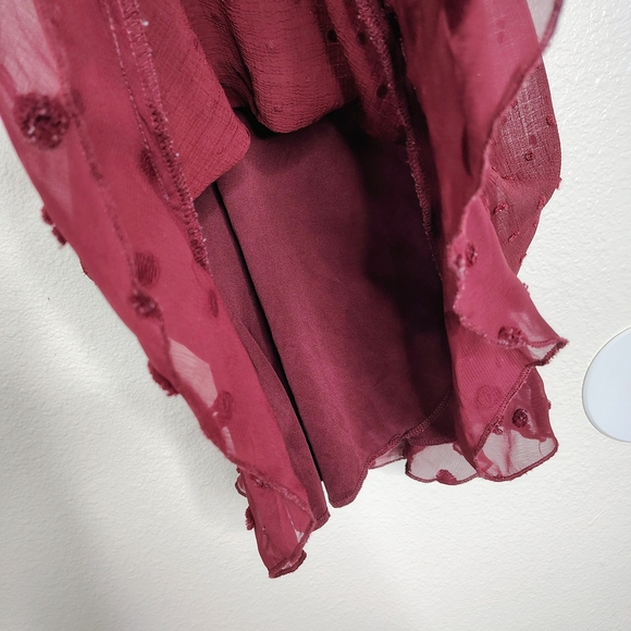 Emerald Sundae Burgundy Glitter Polka Dots Mini Dress with Spaghetti Straps Sz S - Picture 4 of 11